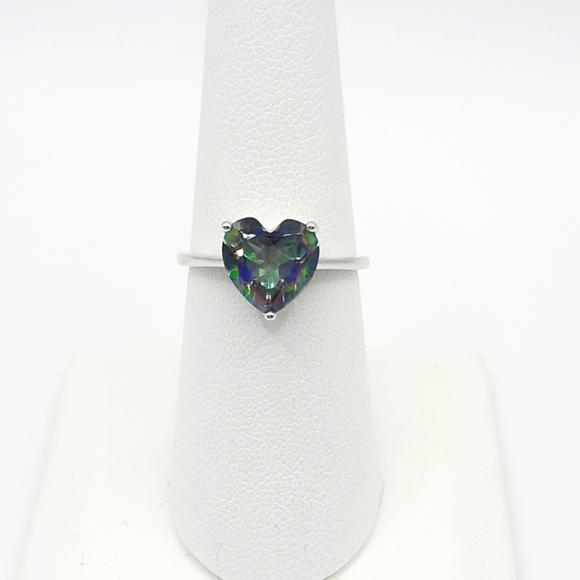Mystic Quartz Heart Cut Ring Vivid Rainbow Colors Valentine's New - Picture 2 of 8